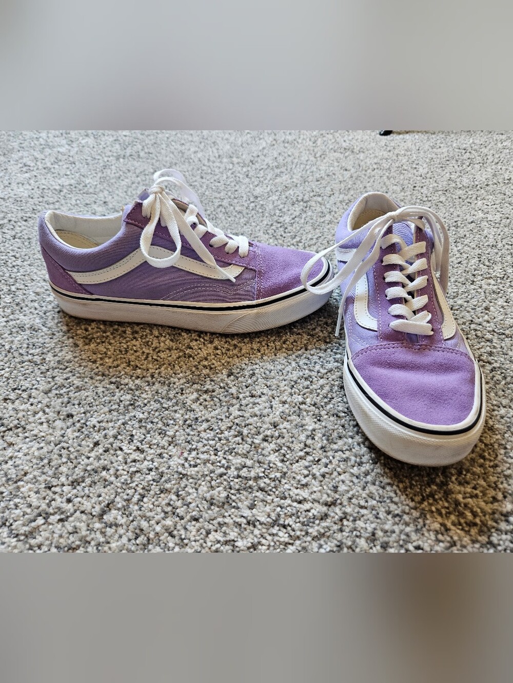 Vans Lavender Low-Top Canvas Sneakers with White Stripe
